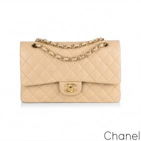 Chanel Beige Lambskin Medium Double Flap Bag Chanel Beige Lambskin Medium Double Flap Bag
